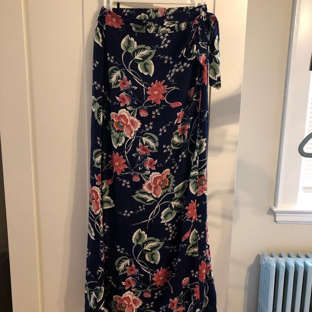 Long floral maxi wrap skirt